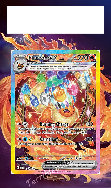 Flareon EX Prismatic Evolutions Extended Art Terrible Slabs Flareon EX Prismatic Evolutions Extended Art Terrible Slabs
