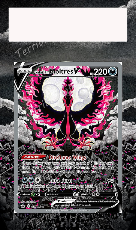 moltres v pokemon card Galarian Moltres V 177 Chilling Reign Extended Art – Terrible Slabs