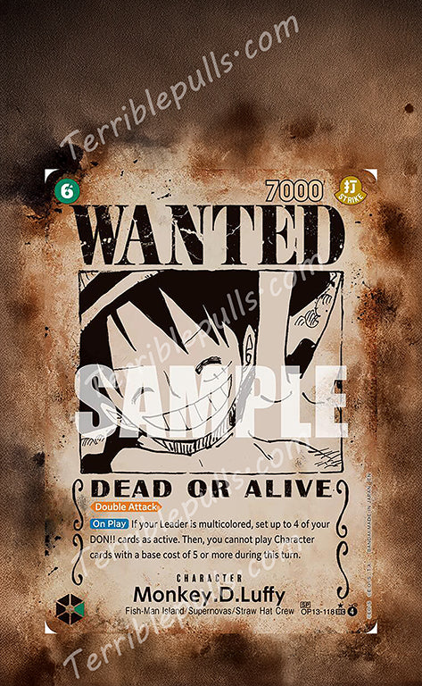 Monkey D. Luffy Wanted Poster OP13 Carrying On His Will Extended Art