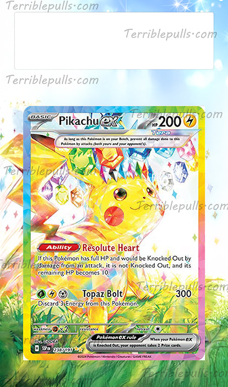pokemon cards pikachu ex full art Pikachu EX Surging Sparks Extended Art – Terrible Slabs