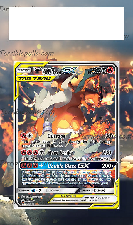 Reshiram & Charizard GX Tag Team SM201 Extended Art Terrible Slabs Reshiram & Charizard GX Tag Team SM201 Extended Art Terrible Slabs