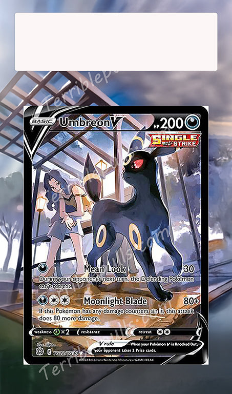 pokemon umbreon v card Umbreon V TG22 Brilliant Stars Extended Art – Terrible Slabs