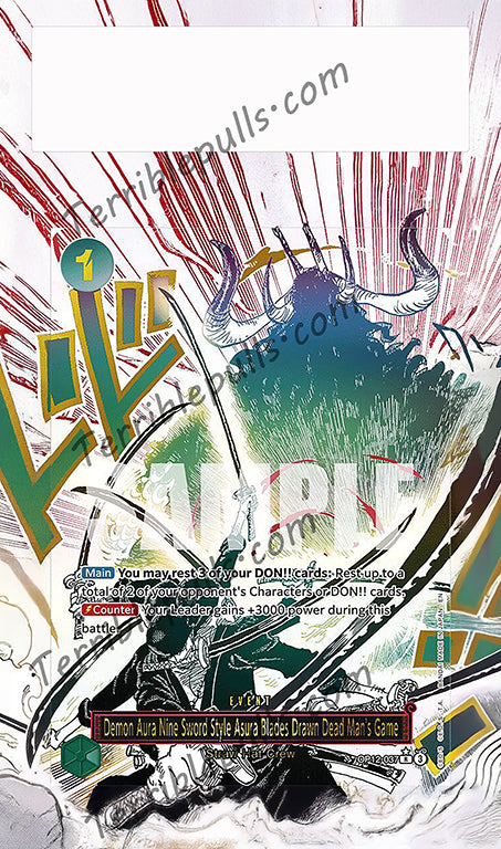 Demon Aura Nine Sword Style Asura Blades Drawn Dead Man's Game (Alternate Art) OP12 Extended Art