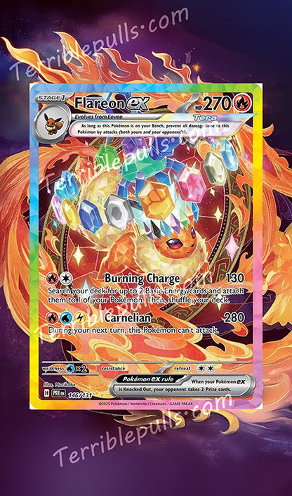 Flareon EX Prismatic Evolutions Extended Art – Terrible Slabs