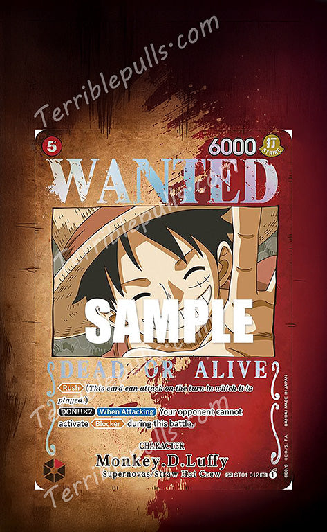 Monkey D. Luffy Wanted Posted OP03-ST01-012 Pillars of Strength Extended Art