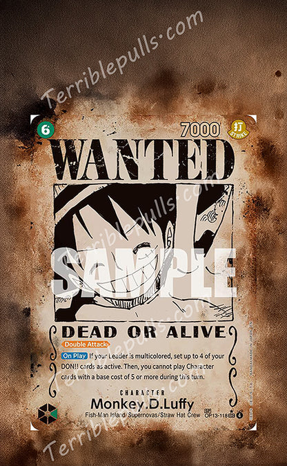 Monkey D. Luffy Wanted Poster OP13 Carrying On His Will Extended Art