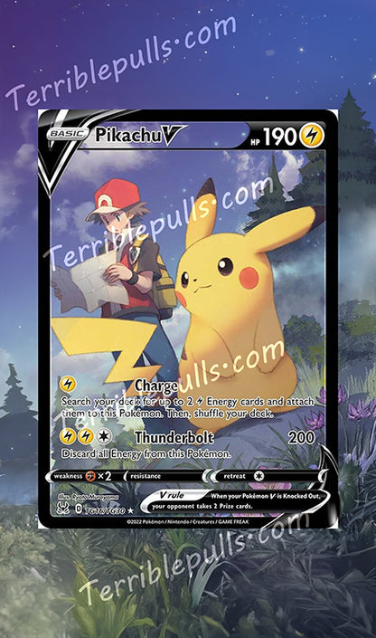 ash pikachu ex pokemon card Pikachu V TG67 Lost Origin Extended Art – Terrible Slabs