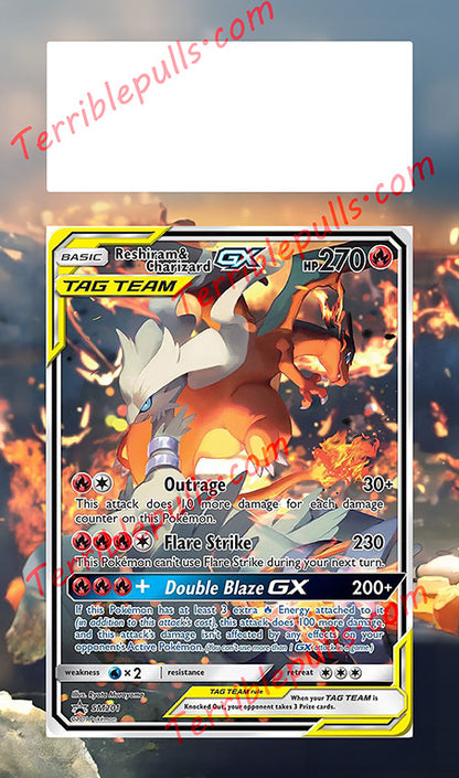 Reshiram & Charizard GX Tag Team SM201 Extended Art Terrible Slabs Reshiram & Charizard GX Tag Team SM201 Extended Art Terrible Slabs