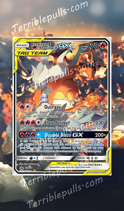 pokemon cards reshiram and charizard gx Reshiram & Charizard GX Tag Team SM201 Extended Art – Terrible Slabs