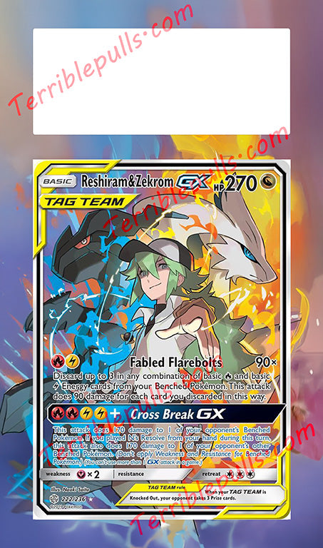 Reshiram & Zekrom GX Tag Team 222 Extended Art