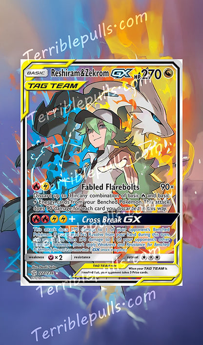Reshiram & Zekrom GX Tag Team 222 Extended Art