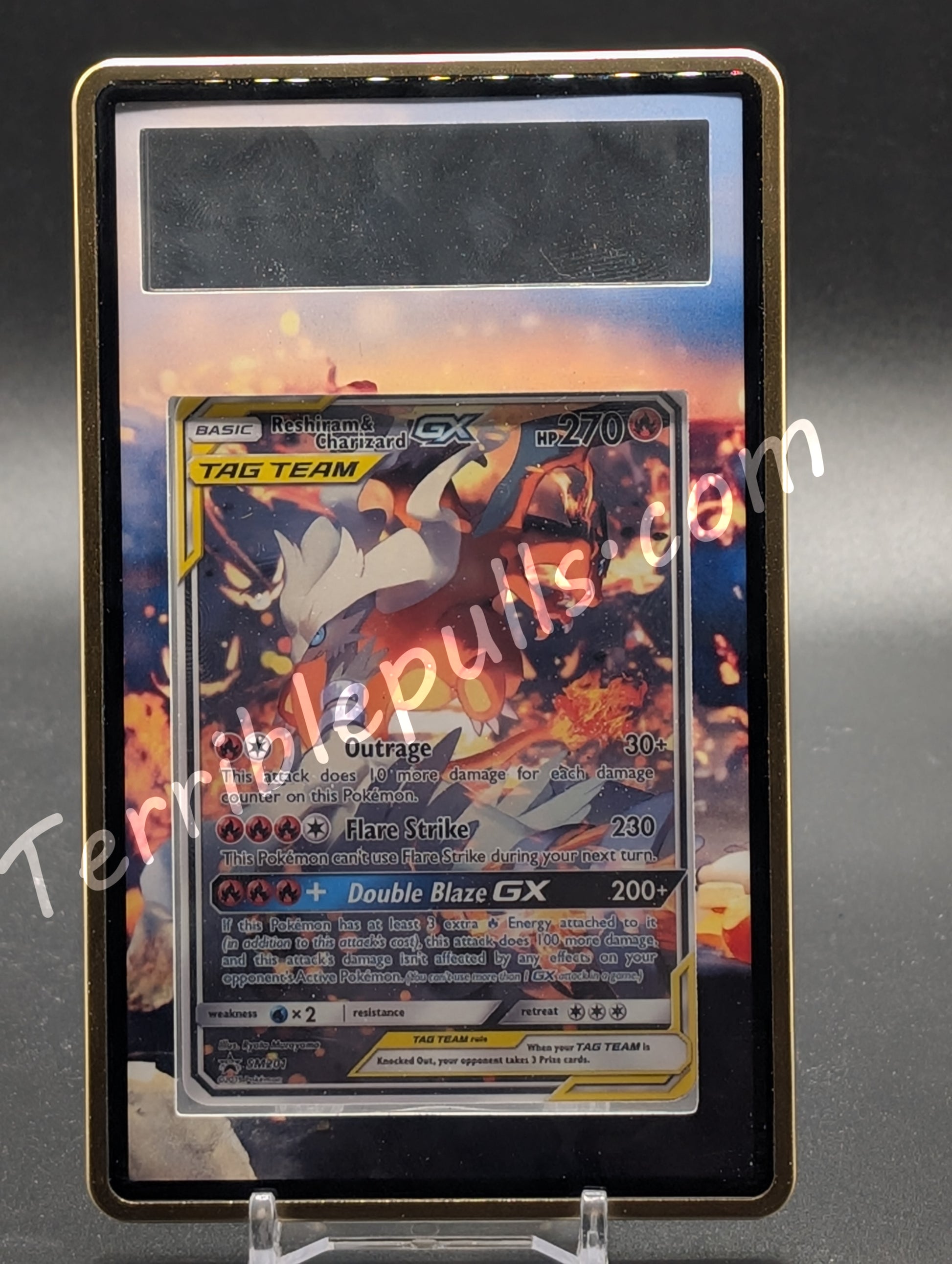 Reshiram & Charizard GX Tag Team SM201 Extended Art Terrible Slabs Reshiram & Charizard GX Tag Team SM201 Extended Art Terrible Slabs