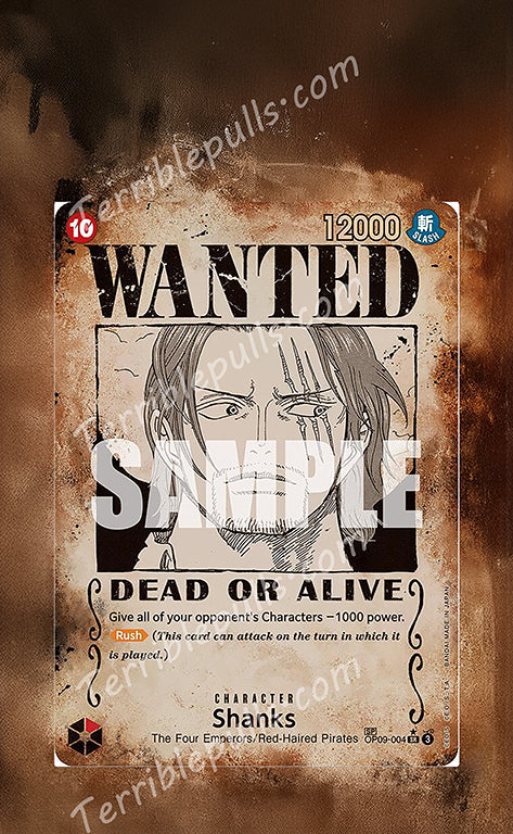 Shanks Wanted OP09-004 Emperors in the New World Extended Art
