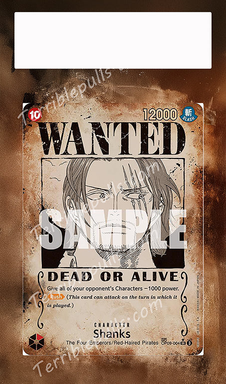 Shanks Wanted OP09-004 Emperors in the New World Extended Art