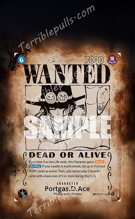 Portgas D. Ace (Wanted Poster) OP13-119 Carrying On His Will Extended Art