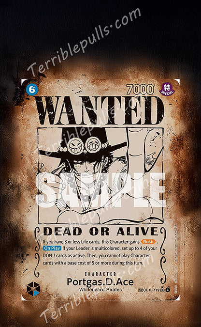 Portgas D. Ace (Wanted Poster) OP13-119 Carrying On His Will Extended Art