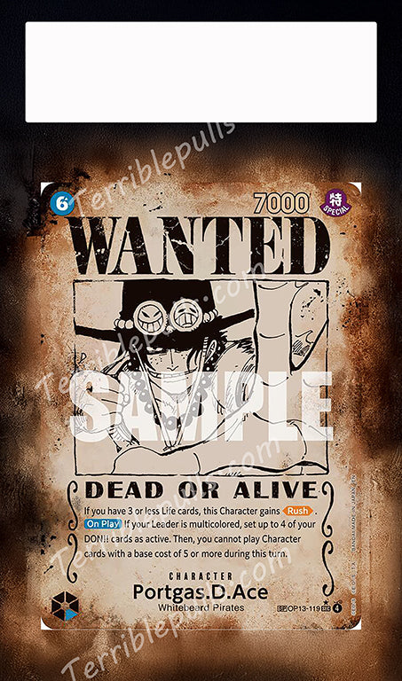 Portgas D. Ace (Wanted Poster) OP13-119 Carrying On His Will Extended Art