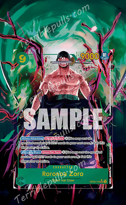 Roronoa Zoro Alternate Art OP06-0118 Wings of the Captain Extended Art